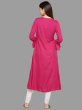 Buys Women's Pink Color Rayon Anarkali Kurta