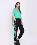 Women's Cotton Solid Side Printed Tracksuit