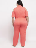Flambeur Women's Plus Size Crepe Solid Jumpsuits