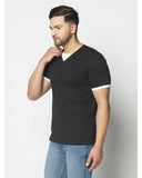 Solid Half Sleeves V-Neck T-shirts For Men's