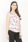 Women's Crepe Floral Print Cap Sleeves Top
