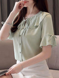 Women's Crepe Solid Full Button Top