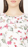 Women's Crepe Floral Print Cap Sleeves Top