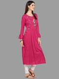 Buys Women's Pink Color Rayon Anarkali Kurta