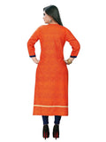 Buys Women's Orange, Blue Color Rayon Straight Kurta