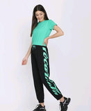 Women's Cotton Solid Side Printed Tracksuit